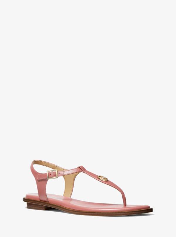 Damske Sandále Michael Kors Mallory Leather T-Strap Ruzove - Topanky Michael Kors Levně | GVPSX-6043